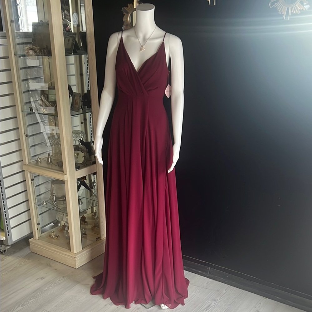 Red Sleeveless V-Neck Maxi Gown